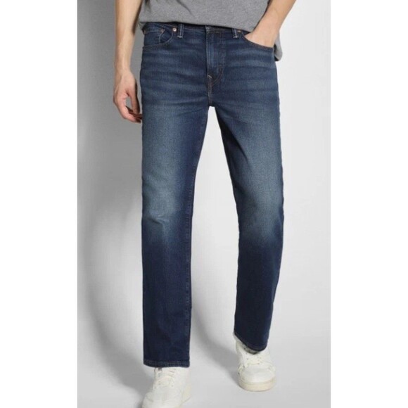 Calvin Klein Mens Dark Blue Denim Standard Straight Leg Jeans 38x32 Stretch - Picture 1 of 5